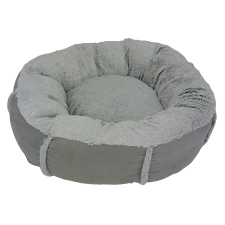 Лежак подушка Pet Choice для собак и кошек, круглый 56х56х15 см, меховой, серый