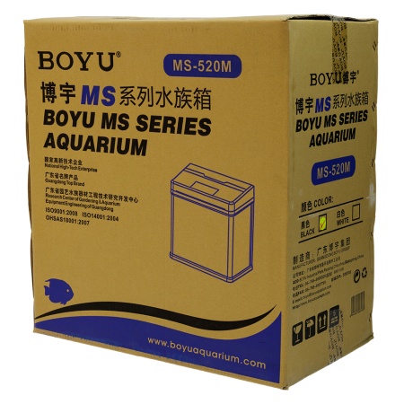 Аквариум Boyu MS-520M 45 л с сенсорным LED светильником и фильтром, черный